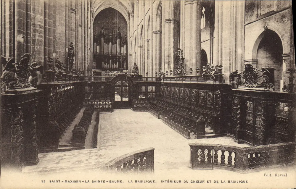 Saint-Maximin-la-Sainte-Baume — Innenansicht des Chors und der Basilika — Verlag Revest, Nr. 35 - Vorderseite