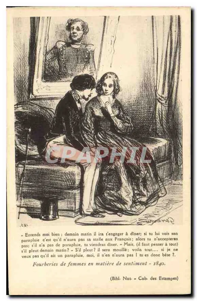 Frauenlistigkeiten in Liebesangelegenheiten — 1840 — (Bibl. Nat. - Cab. des Estampes) - Vorderseite