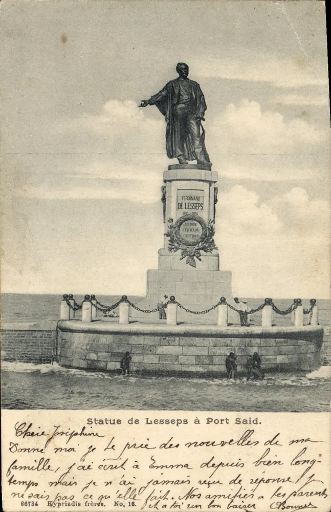 Estatua de Ferdinand de Lesseps em Port Said — Kypriadis frères, No. 15 - Frente