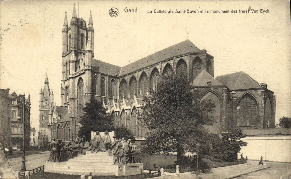 Gand — Kathedrale Saint-Bavon und Denkmal der Brüder Van Eyck — Ern. Thill, Brüssel, Serie 3, Nr. 4 - Vorderseite