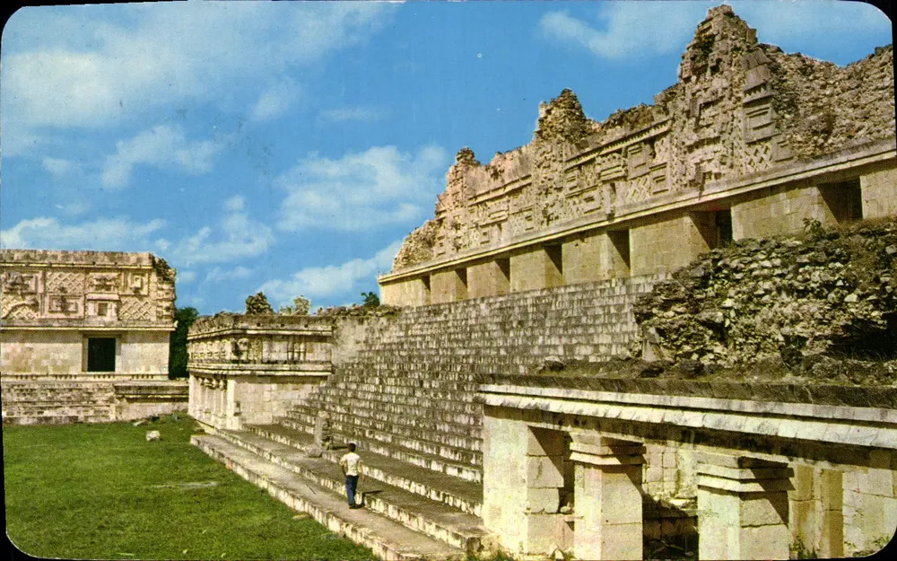 Templo de Vênus — Quadrângulo das Monjas — Uxmal, Yucatán, México — TARJETA POSTAL "VISTACOLOR" V500 - Frente
