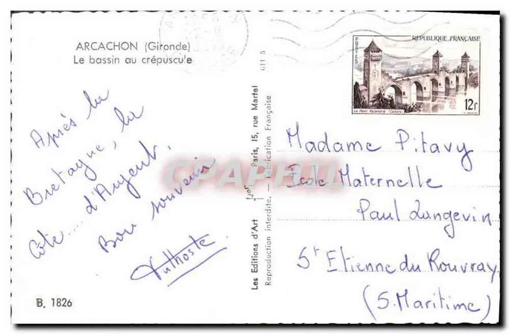 Arcachon (Gironde) — Der Hafen am Abend — Les Editions d'Art Martel - Rückseite