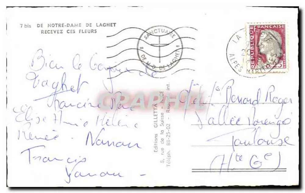 Nossa Senhora de Laghet — Santuário — Edições Gilletta - NICE - Verso