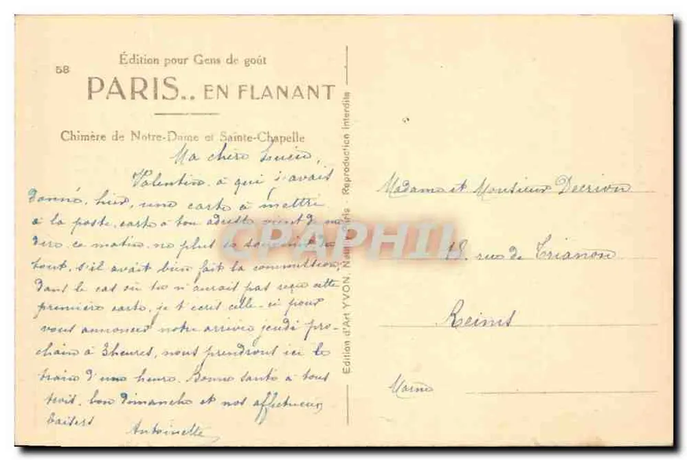 Chimäre von Notre-Dame und Sainte-Chapelle — Edition für Kenner, Nr. 58 - Rückseite