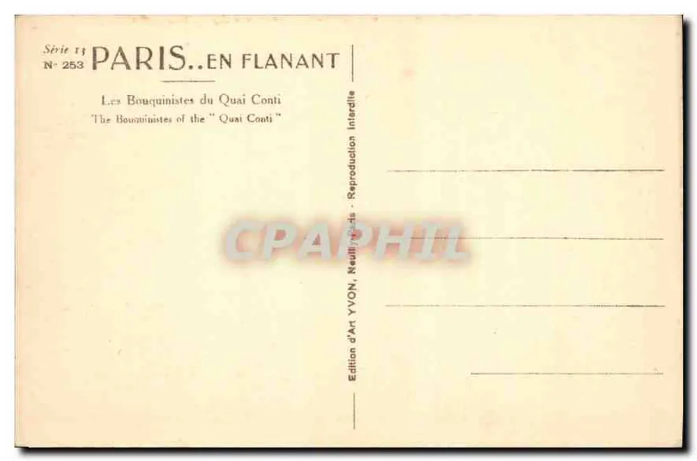 Die Buchhändler am Quai Conti — Paris — Kunstausgabe YVON - Rückseite