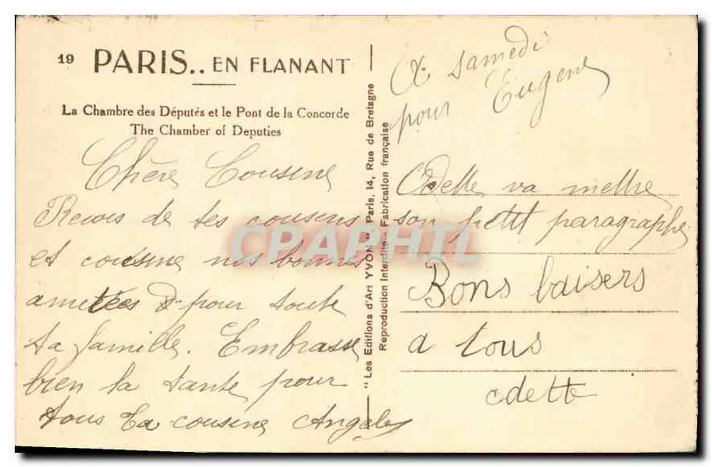 Paris — Das Chamber der Abgeordneten und der Pont de la Concorde — Yvon - Rückseite