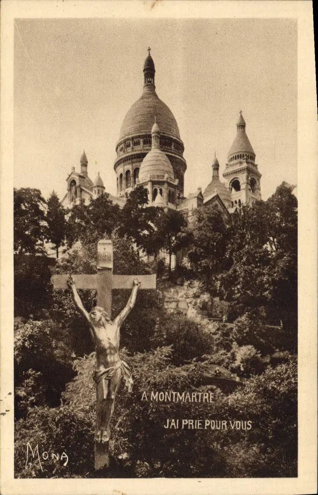 Basilika des Heiligen Herzens von Montmartre — Statue Christi am Kreuz — Verlag Mona, Nr. 132 - Vorderseite