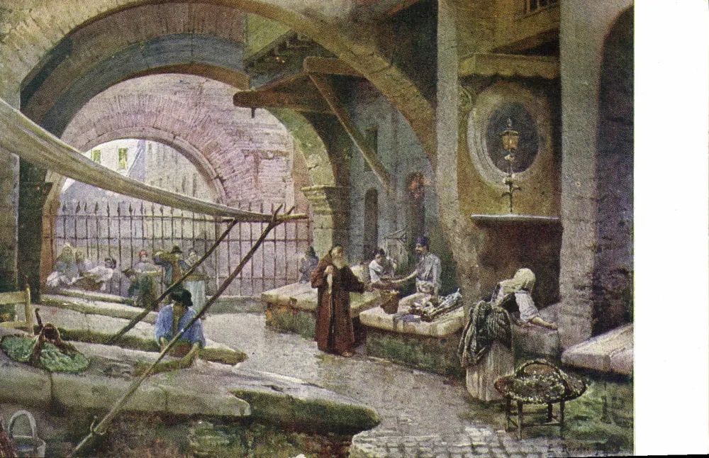 Fischmarkt am Portico d'Ottavia — Rom — Verlag F. Roesler, Serie II n° 29 - Vorderseite