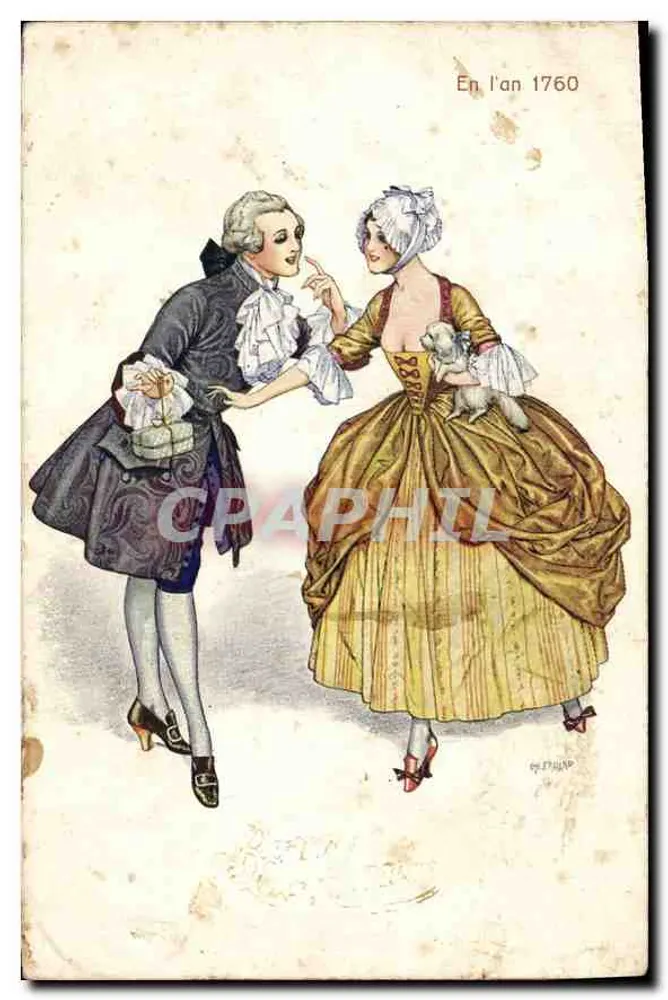 Cena de pátio na moda de 1760 — gravura de Philippe — número de série não visível - Frente