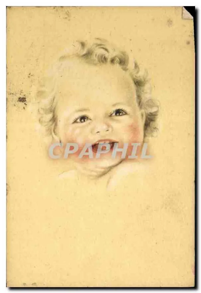 Bebê sorridente — desenho a lápis — Edições Rhodania - Fattigation Francesa, n°211 - Frente