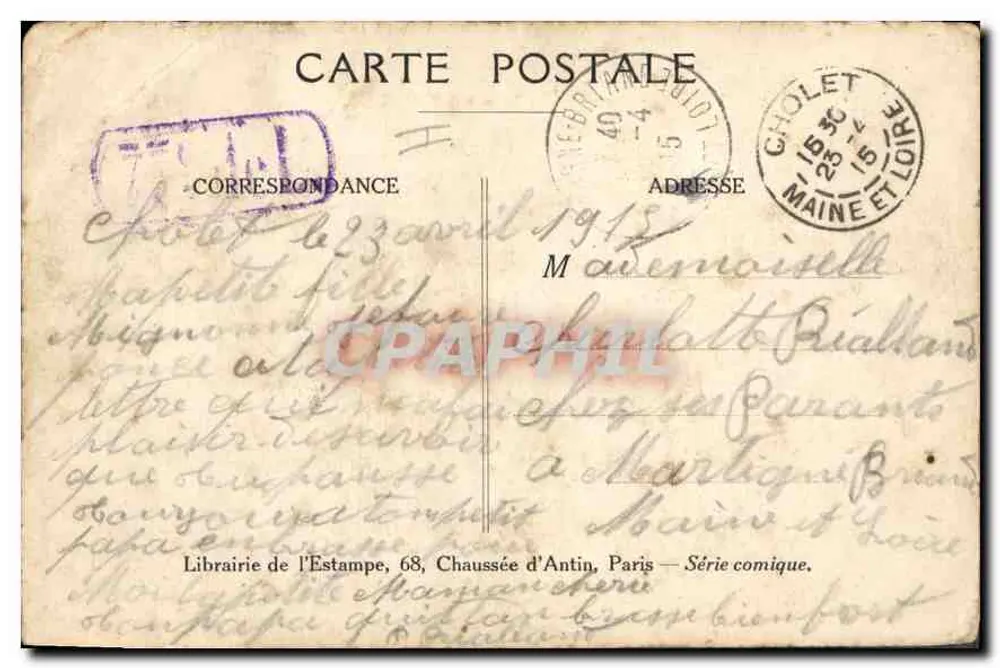Kampfszene — Brisonniers — Librairie de l'Estampe, humoristische Serie Nr. 6 - Rückseite