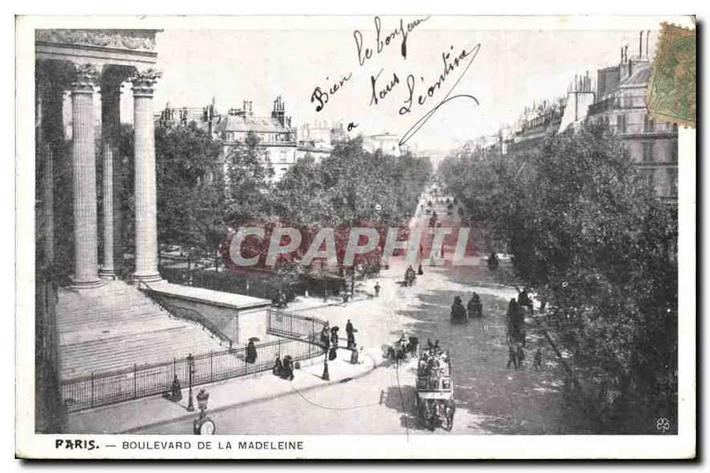 Paris — Boulevard de la Madeleine — editor não identificado - Frente