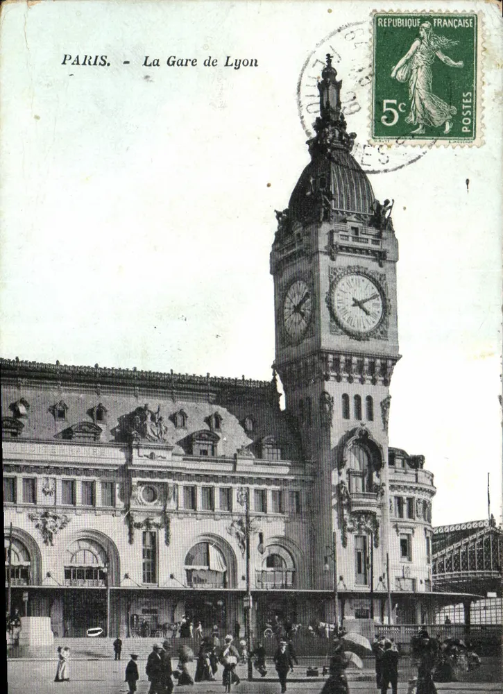 Paris - A Estação de Lyon — vista da torre relógio — editor desconhecido - Frente