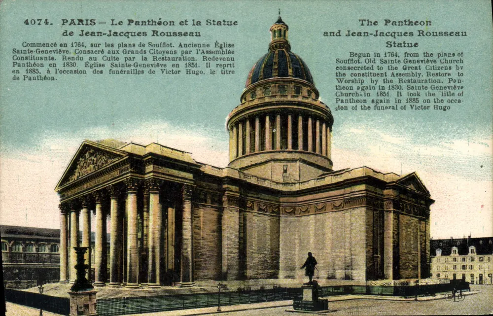 PARIS — Der Panthéon und die Statue von Jean-Jacques Rousseau — IMP. LE DELET, PARIS - Vorderseite