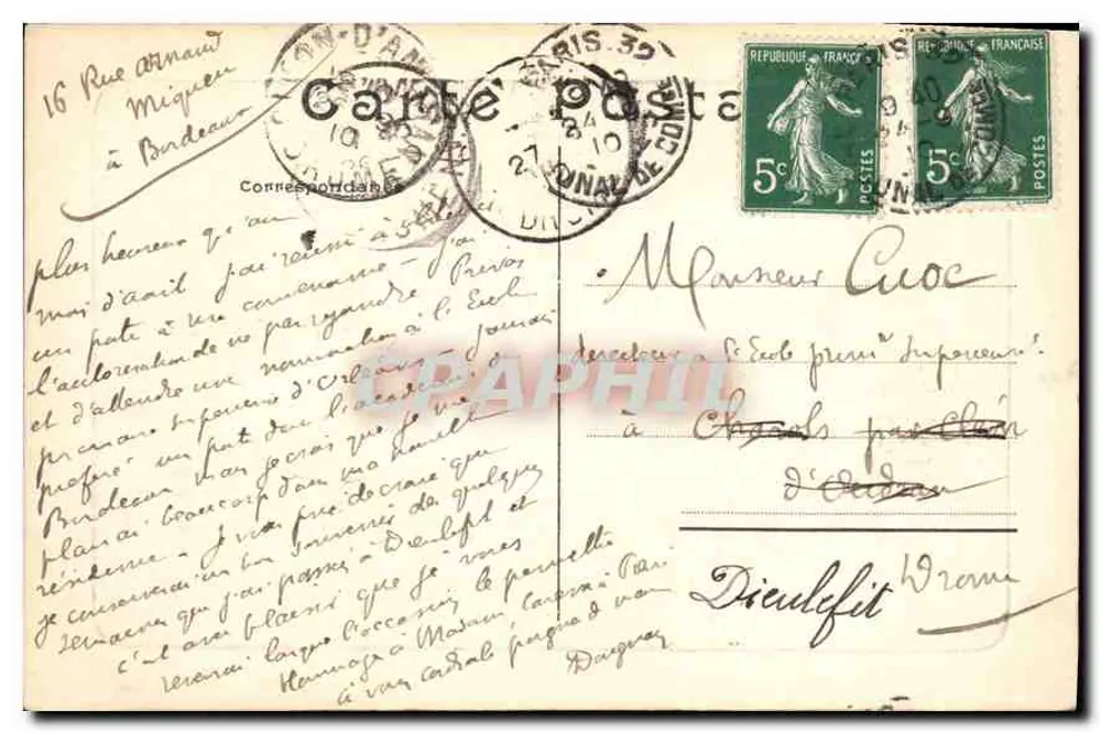 Paris — O Pont Alexandre III — S.R.A. n° 501 - Verso