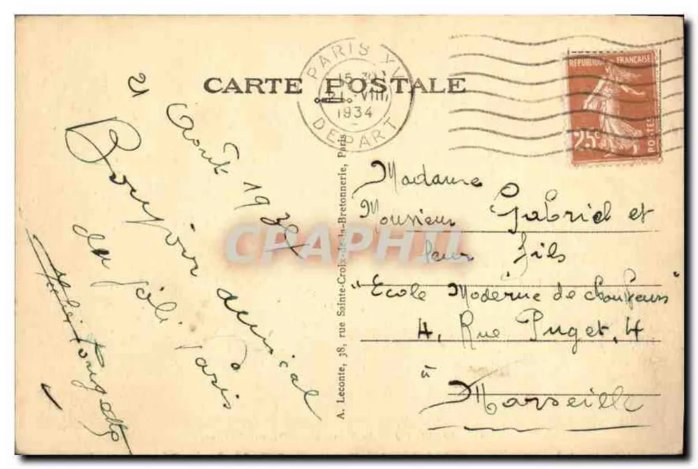 Paris - Arco do Triunfo - Arco Triunfal — editor A. Leconte, n°5 - Verso
