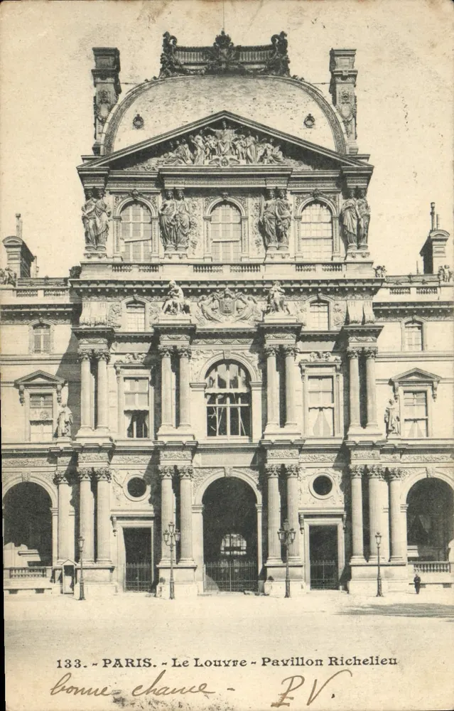 Paris - A Vista do Pavilhão Richelieu do Louvre — editor P.V., n° 133 - Frente