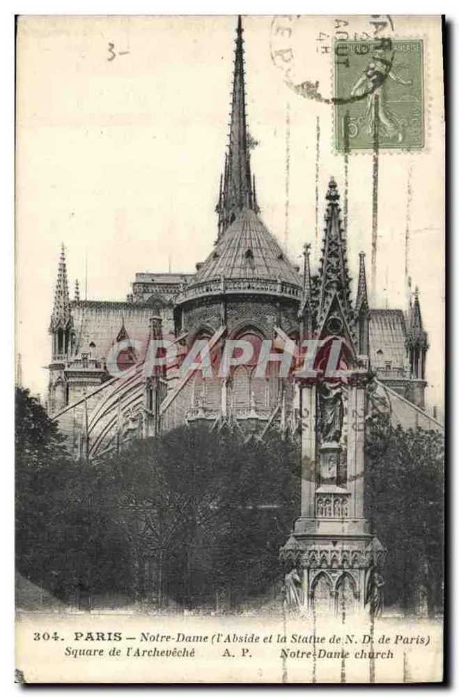 PARIS — Notre-Dame (die Apse und die Statue der N. D. von Paris) — A. P. - Vorderseite
