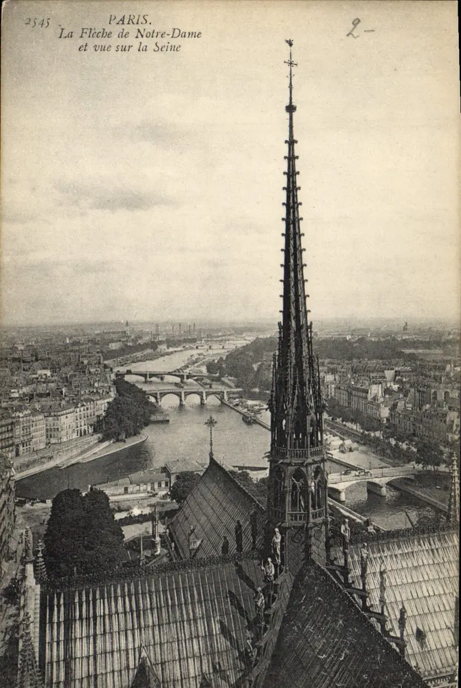 Paris. Die gotische Spitzkirche von Notre-Dame und Blick über die Seine — unbekannter Verleger, Seriennummer 2545 - Vorderseite