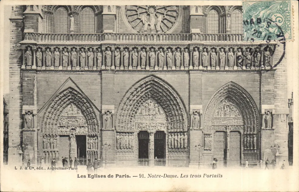 Notre-Dame de Paris — Die drei Portale — L. J. & Cie, Verlag, Angoulême-Paris, Nr. 91 - Vorderseite