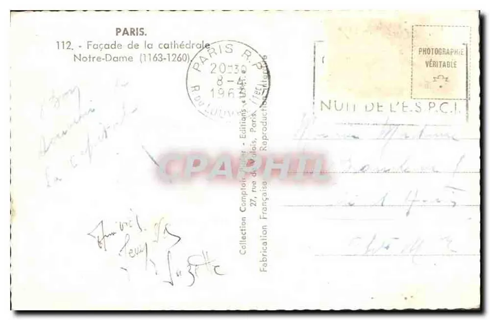 Notre-Dame de Paris — Fassade (1163-1260) — Compli-Pict Editions - Rückseite