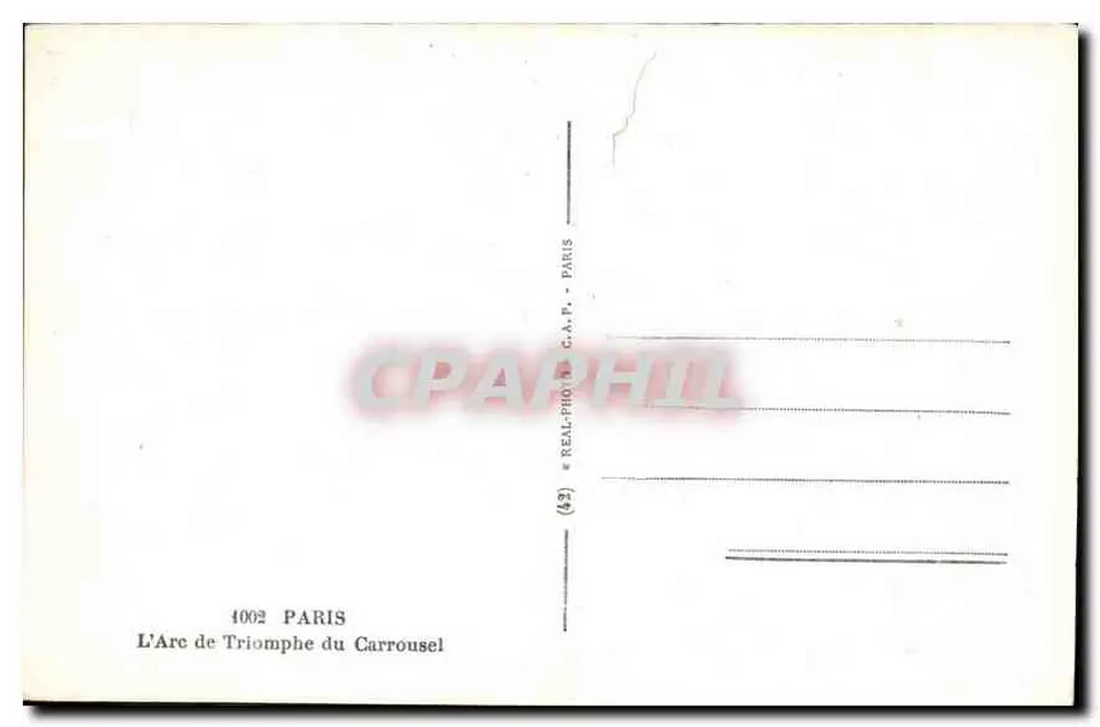 Arco do Triunfo do Carrousel — Paris — editor C.A.P. n° 4002 - Verso