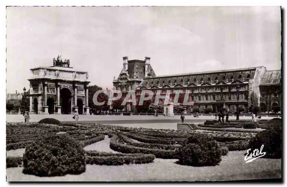 Paris — Jardin der Tuileries und Arc de Triomphe du Carrousel — Estel - Vorderseite