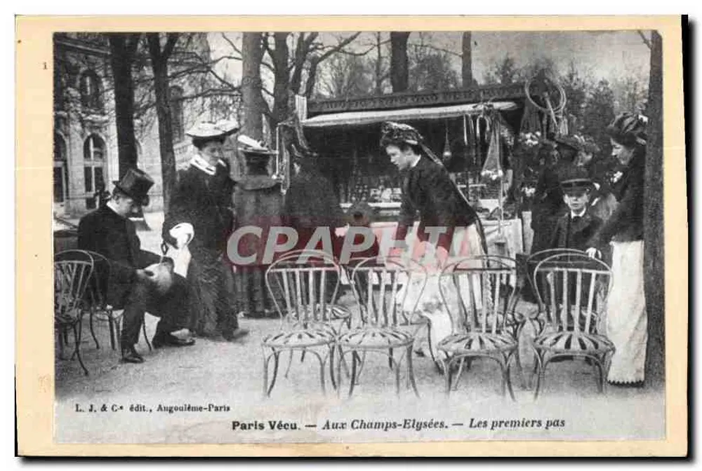 En los Campos Elíseos — Los primeros pasos — L. J. & C* editor, Augouilème-París - Anverso