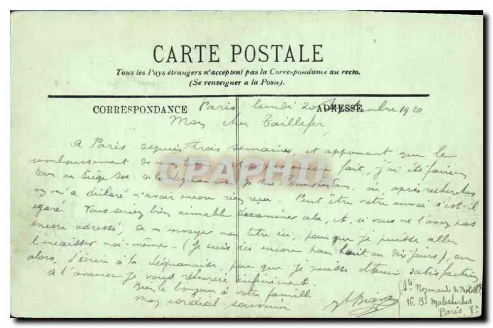 Paris — O Parque Monceau — O Monumento de Gounod — LL. - Verso