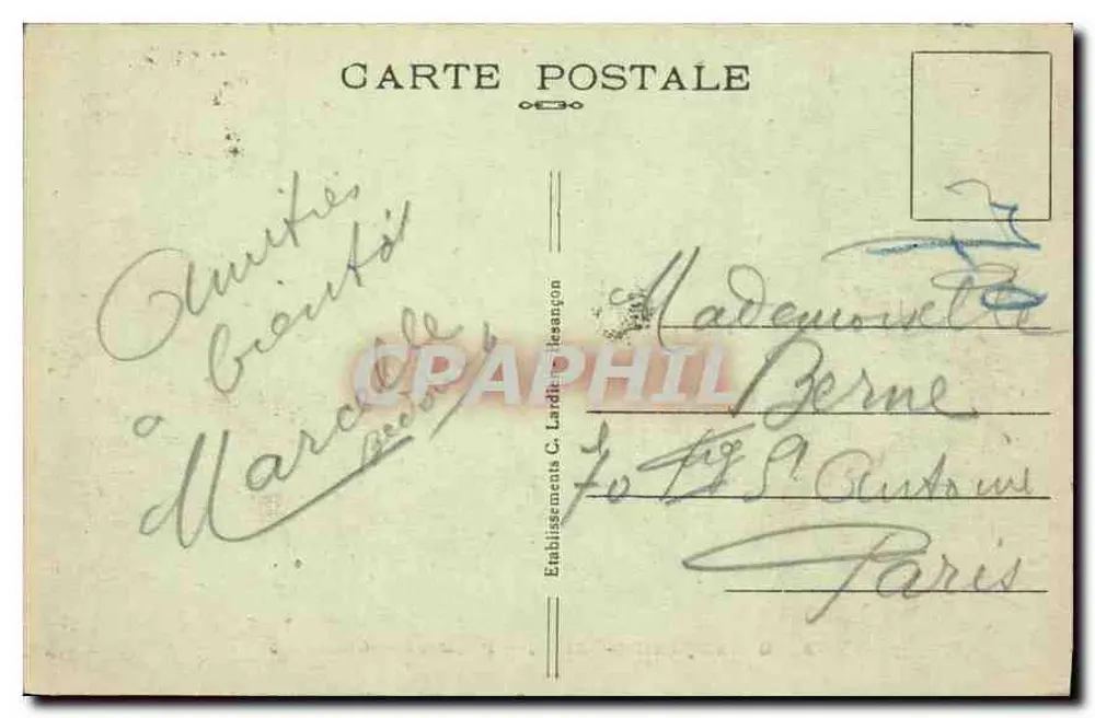 Besançon-les-Bains — Promenade Chamars — Editor C. Lardé, n°32 - Verso