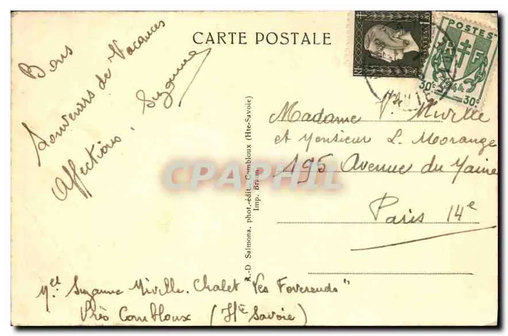Combloux e a Cadeia dos Aravis — vista panorâmica — R.D. Salmona, fot.-editora, Chalé 'Les Faverends' (Alta Saboia) - Verso
