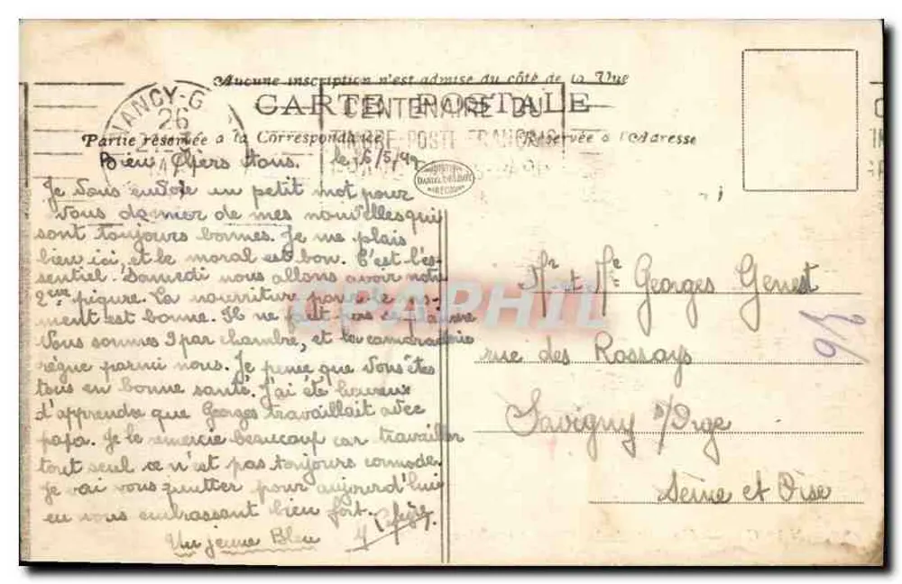 NANCY — Um canto da Place Stanislas — D. D. n°154 - Verso