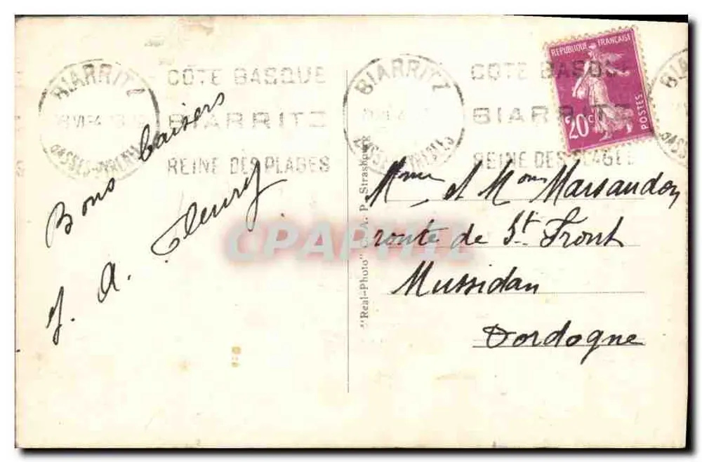 Biarritz — Die Bäder und der alte Hafen — Antike Ansichtskarte - Rückseite