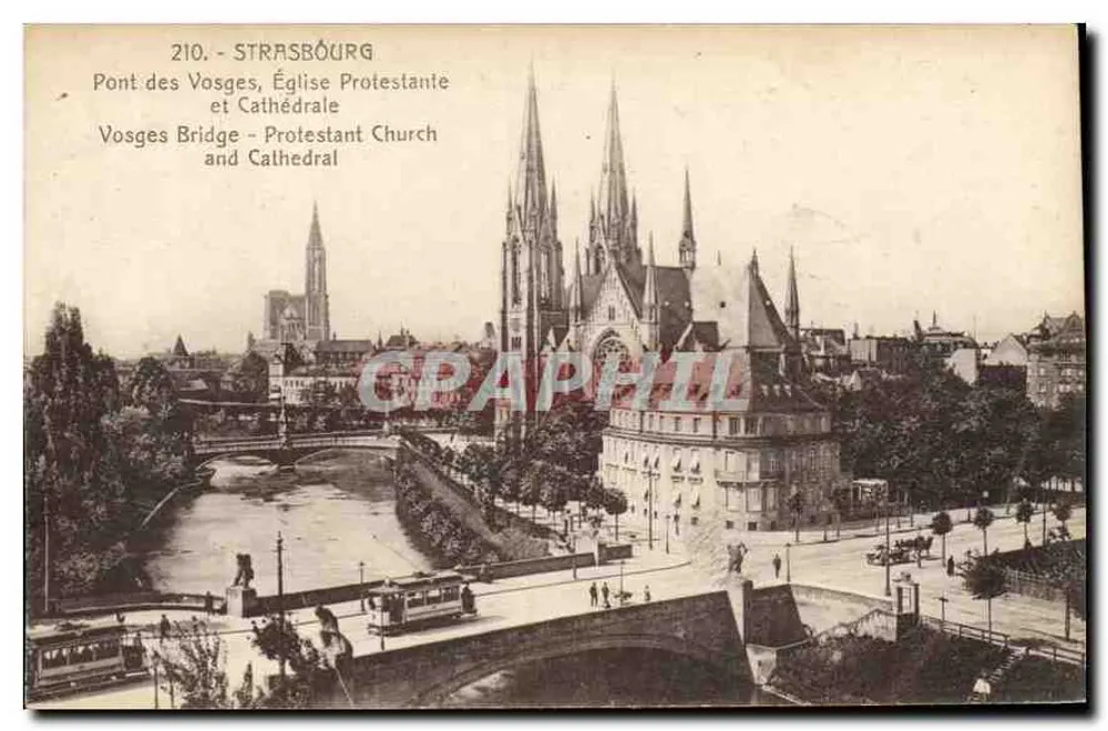Straßburg - Brücke der Vosgien und evangelische Kirche — Graphil, n°210 - Vorderseite