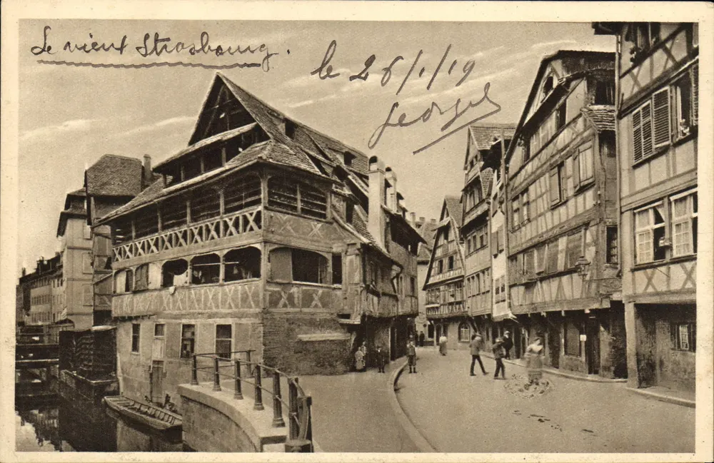 Vista de Estrasburgo — rua Pfalzbadgasse — editor Kunstverlag Emil Hartmann - Frente
