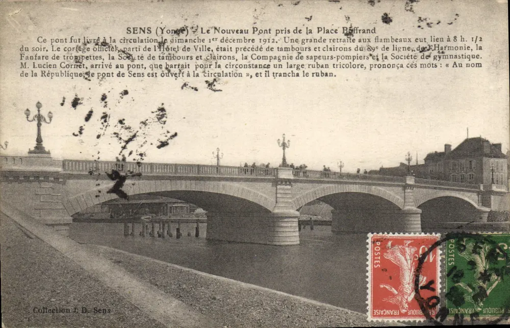 Sens (Yonne) — Der Neue Brücke von der Place Baffrand — Sammlung J. D. Sens - Vorderseite