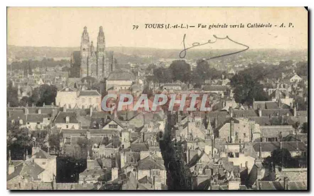 Tours (Loire-et-Loire) — Allgemeiner Blick zur Kathedrale — A. P., Nr. 79 - Vorderseite