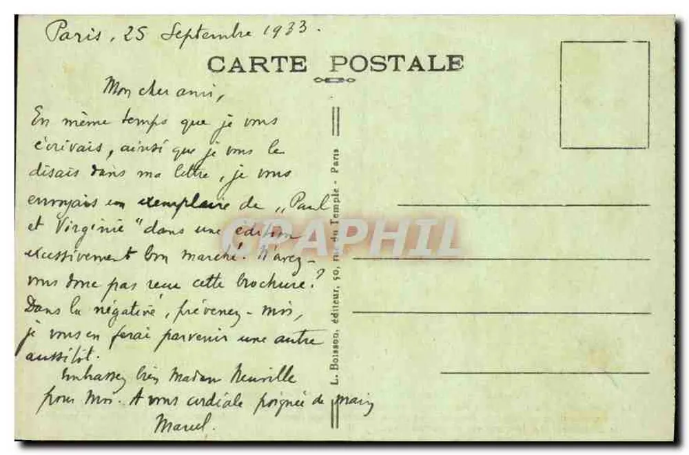 Paris — Hotel des Invalides — Grab von Napoleon I — Verlag J.H. n°174 - Rückseite