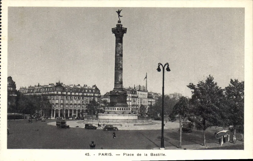 Paryż — Plac Bastili — kolumna Bastili, wydawca A. Leconte, n°45 - Awers