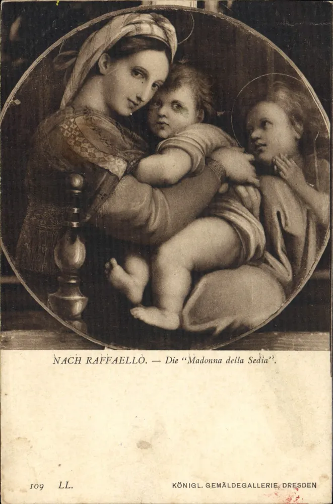 Madonna da Cadeira — reprodução de Raphaël — KÖNIGL. GEMÄLDEGALLERIE, DRESDEN, n° 109 LL - Frente