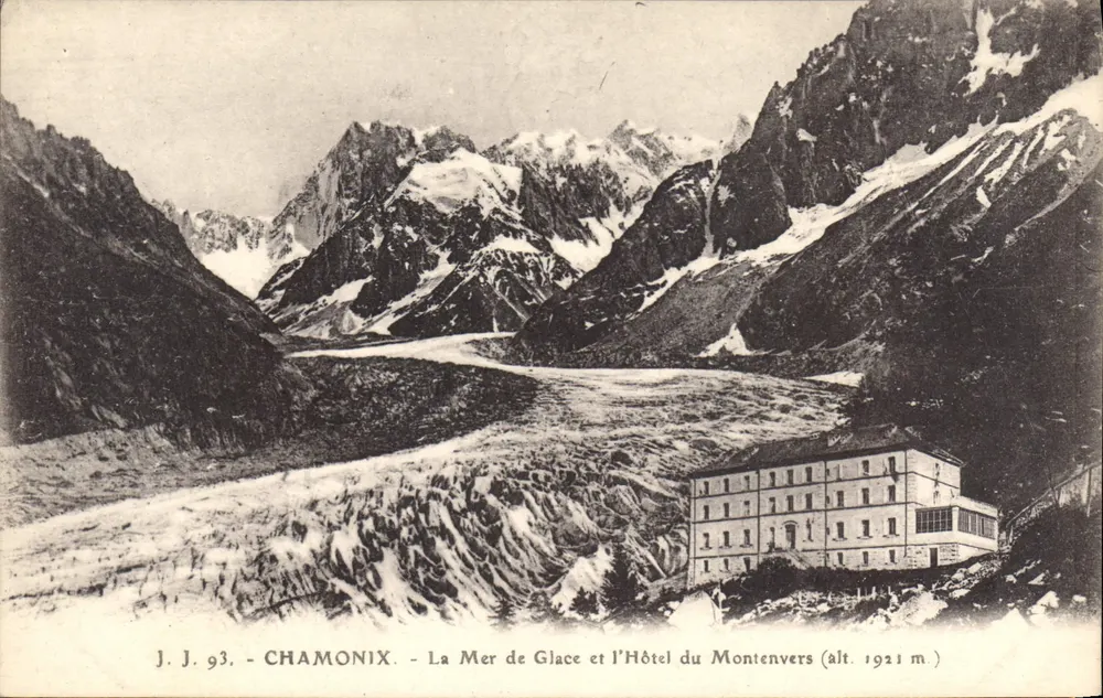 Chamonix - Die Mer de Glace und das Hotel du Montenvers (Höhe 1921 m.) - J.J. 93 - Vorderseite
