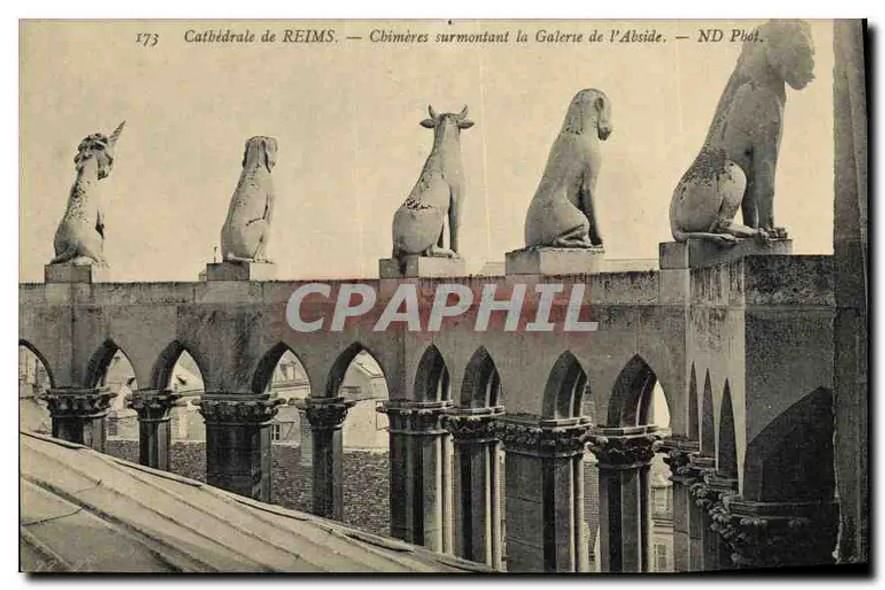 Kathedrale von REIMS — Chimären über der Galerie der Apse — ND Piol. - Vorderseite