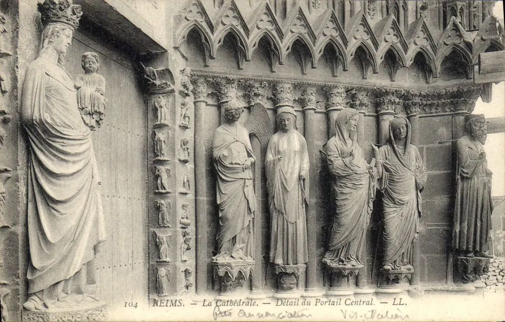 Reims — Die Kathedrale — Detail des zentralen Portals — LL. — Nr. 104 - Vorderseite