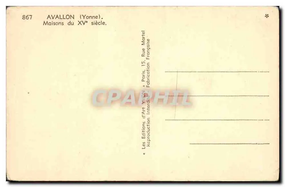 Avalon (Yonne) — Casas do XVᵉ século — As Edições de Arte Martel - Verso