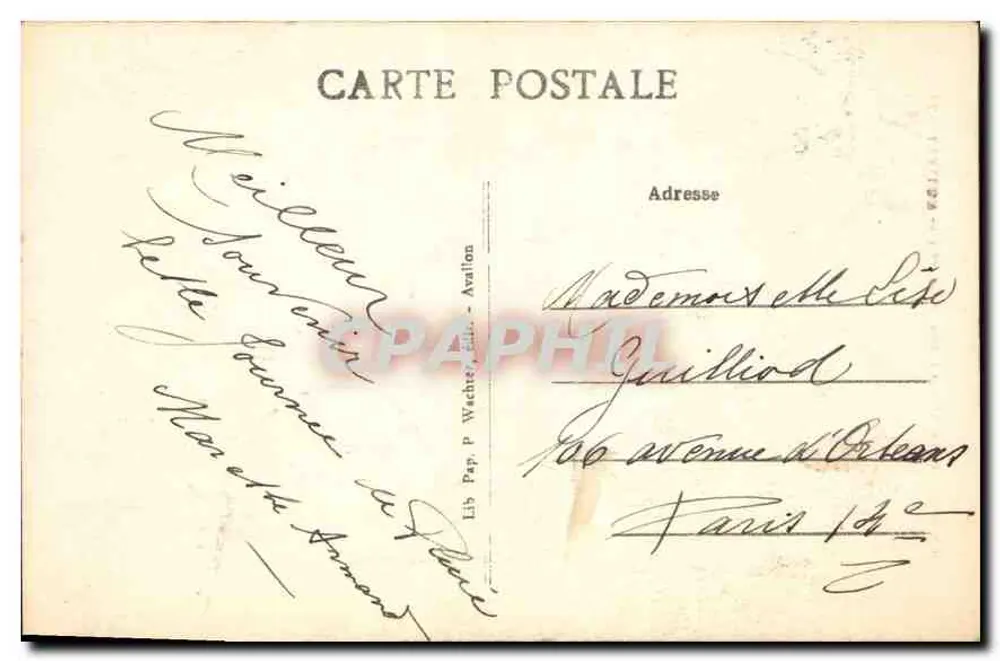 Avallon — Ansicht vom Terreaux de la Petite Porte — Lib. Pap. P. Wachet, Avallon, n°287 - Rückseite