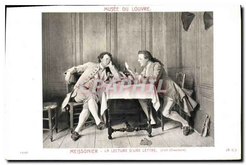 Museu do Louvre — Meissonier - A leitura de uma carta — (Coil. Chauchard) (B.C.) - Frente