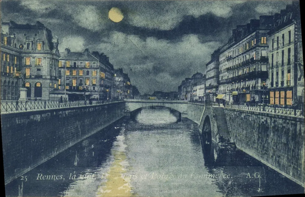 Rennes, à noite, O Jura e o Palácio do Comércio — A.G. - Frente