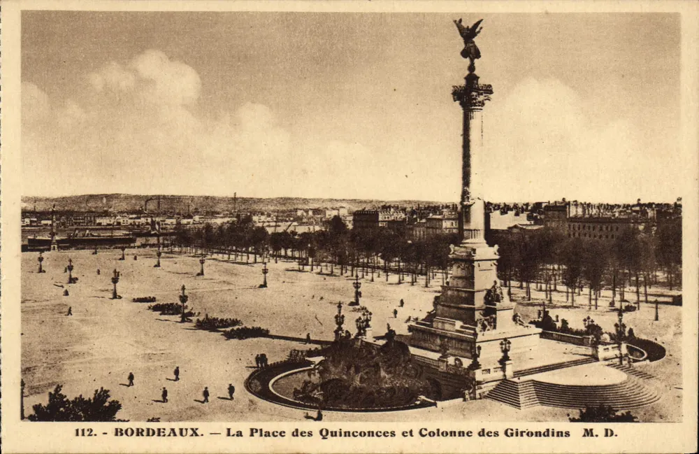 Bordeaux — Die Place des Quinconces und Säule der Girondins — M.D. — Nr. 112 - Vorderseite