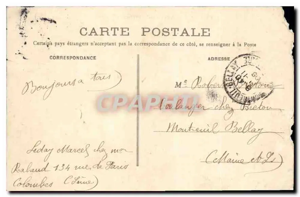Paris - Avenida do Observatório — estátua feminina e homem — B. F., Paris, n°63 - Verso