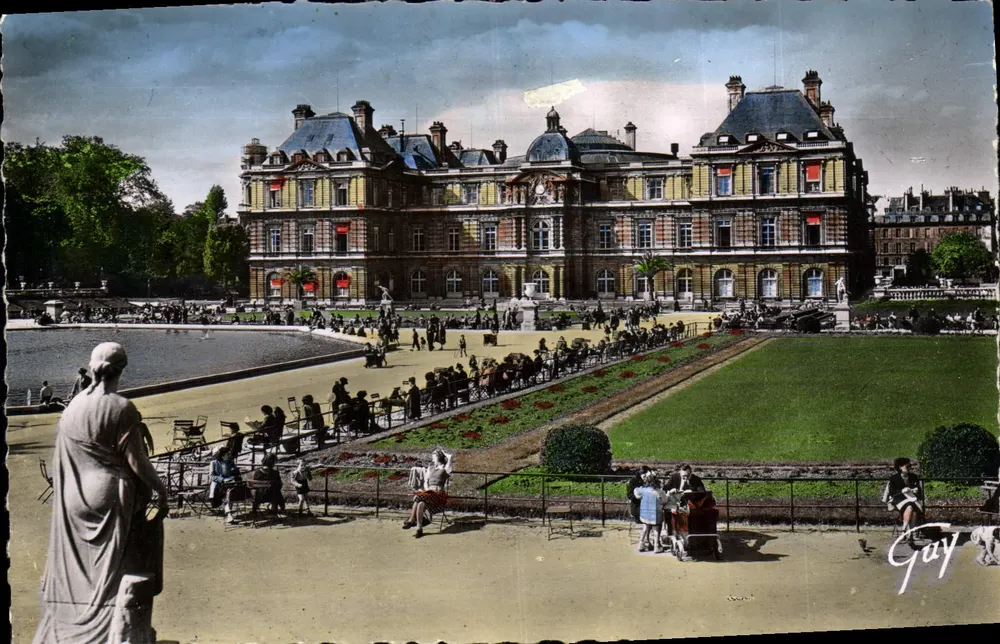 Jardim do Luxembourg — vista do Palácio do Luxembourg — editor Gay - Frente